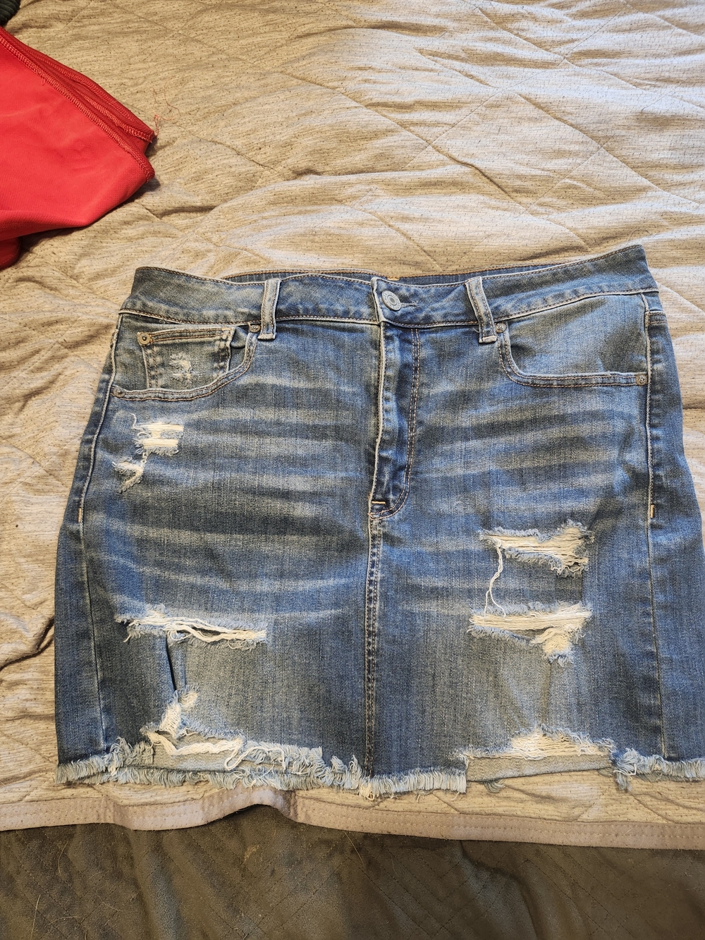 American Eagle Outfitters Distressed Blue Denim Mini Skirt